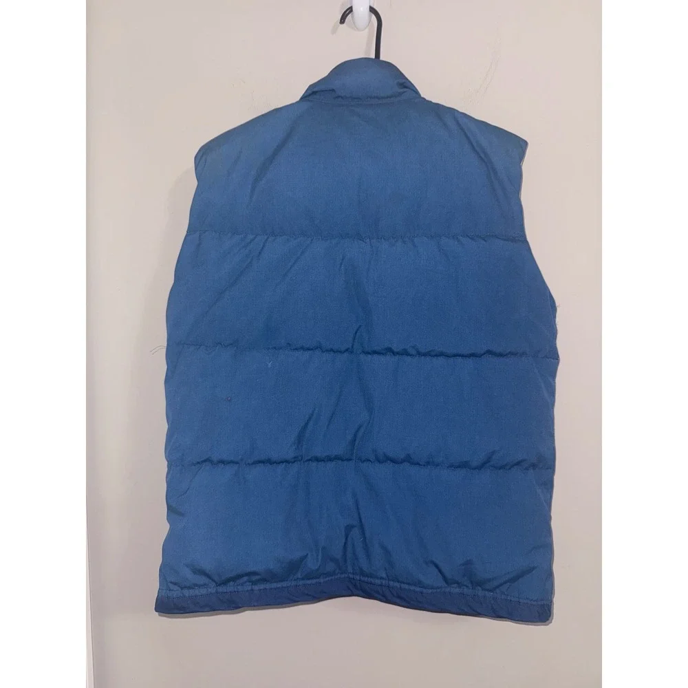 The North Face Puffer Vest M Blue Vintage Brown Label Made in USA Down Filled